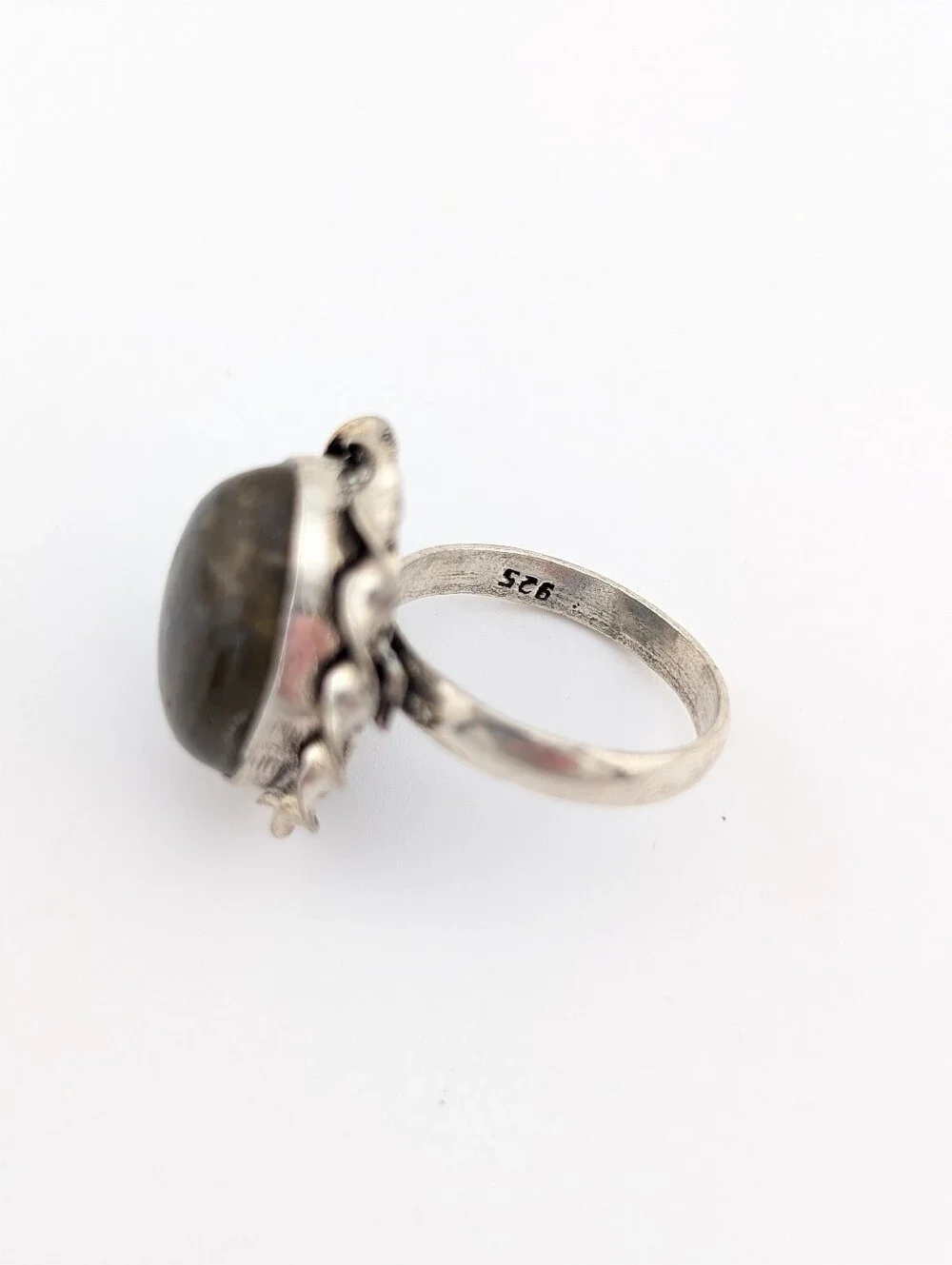 Labradorite Twisted Halo Silver Statement Ring - Bohemian Jewelry - 5.5 - J